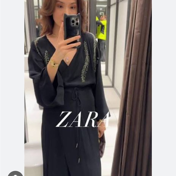 Zara Black Dress with Silver Embroidery - Picture 2 of 6